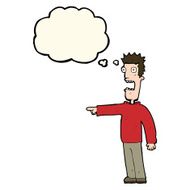 cartoon terrified man with thought bubble N157