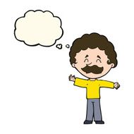 cartoon boy with mustache thought bubble N7
