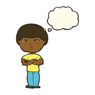 cartoon grumpy man with thought bubble N15