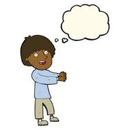cartoon happy man showing with thought bubble N6