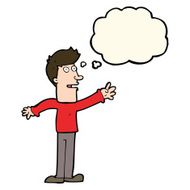 cartoon man reaching with thought bubble N8
