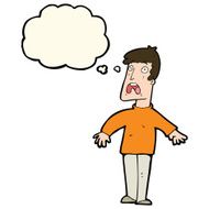 cartoon terrified man with thought bubble N158
