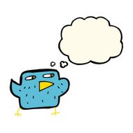 cartoon bird with thought bubble N185