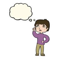 cartoon boy with question thought bubble N13