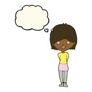 cartoon friendly woman with thought bubble N49
