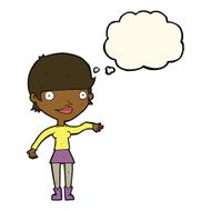 cartoon happy woman with thought bubble N182