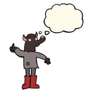 cartoon funny werewolf with thought bubble N10