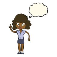 cartoon happy woman with idea thought bubble N7