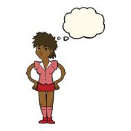 cartoon woman with hands on hips thought bubble N164
