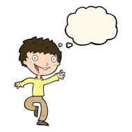 cartoon excited boy with thought bubble N114