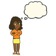 cartoon woman with crossed arms thought bubble N27