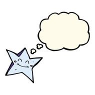 cartoon happy star character with thought bubble N13