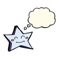 cartoon happy star character with thought bubble N14