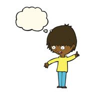 cartoon boy with question thought bubble N14