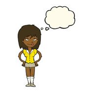 cartoon woman with hands on hips thought bubble N165
