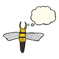 cartoon bug with thought bubble N25