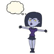 cartoon vampire girl with thought bubble N166