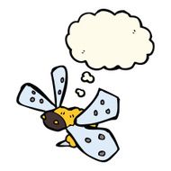 cartoon bee with thought bubble N17