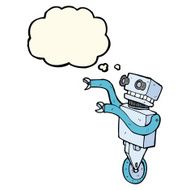 cartoon funny robot with thought bubble N58