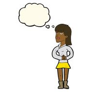 cartoon woman waiting with thought bubble N13