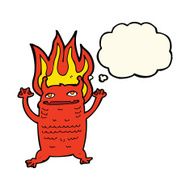 cartoon little monster with thought bubble N19