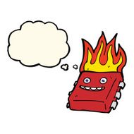 cartoon red hot computer chip with thought bubble N3