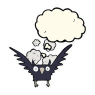 cartoon spooky bird with thought bubble N6