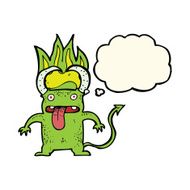 cartoon little devil with thought bubble N14