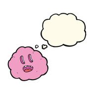 cartoon spooky cloud with thought bubble N4