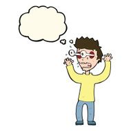 cartoon terrified man with thought bubble N159