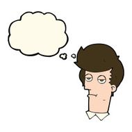 cartoon bored man with thought bubble N27