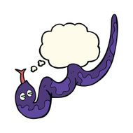 cartoon hissing snake with thought bubble N11