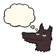 cartoon wolf head with thought bubble N11