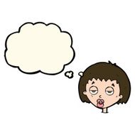 cartoon bored woman with thought bubble N23