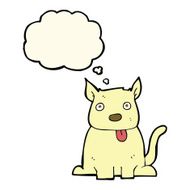 cartoon dog sticking out tongue with thought bubble N13