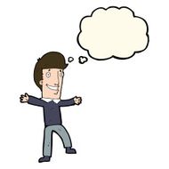 cartoon happy man with thought bubble N340