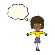 cartoon shocked woman with thought bubble N68