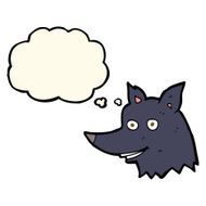 cartoon wolf head with thought bubble N12