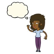 cartoon pretty woman waving with thought bubble N59