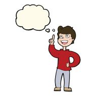cartoon boy with great idea thought bubble N8