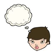 cartoon unimpressed woman with thought bubble N7
