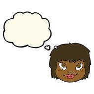 cartoon female face with thought bubble N101