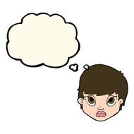 cartoon sulking woman with thought bubble N7