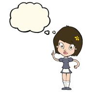 cartoon pretty maid with thought bubble N8