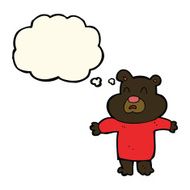 cartoon unhappy black bear with thought bubble N8
