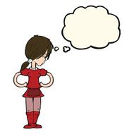 cartoon waitress with thought bubble N22