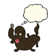 cartoon dog sticking out tongue with thought bubble N14