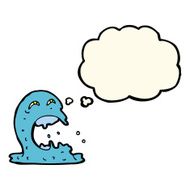 cartoon gross ghost with thought bubble N27