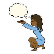 cartoon woman casting spell with thought bubble N4