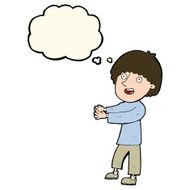 cartoon happy man showing with thought bubble N7